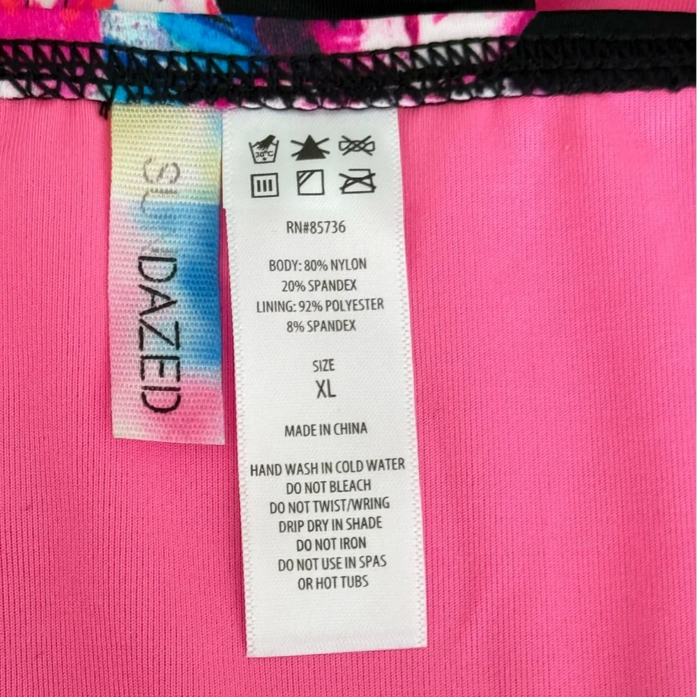 SUNDAZED Sasha Swim Bottom Floral Size XL Black Pink NWT